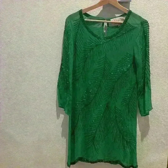 Rory Beca Haldi Beaded Dress size Small Kelly Green - Picture 16 of 16